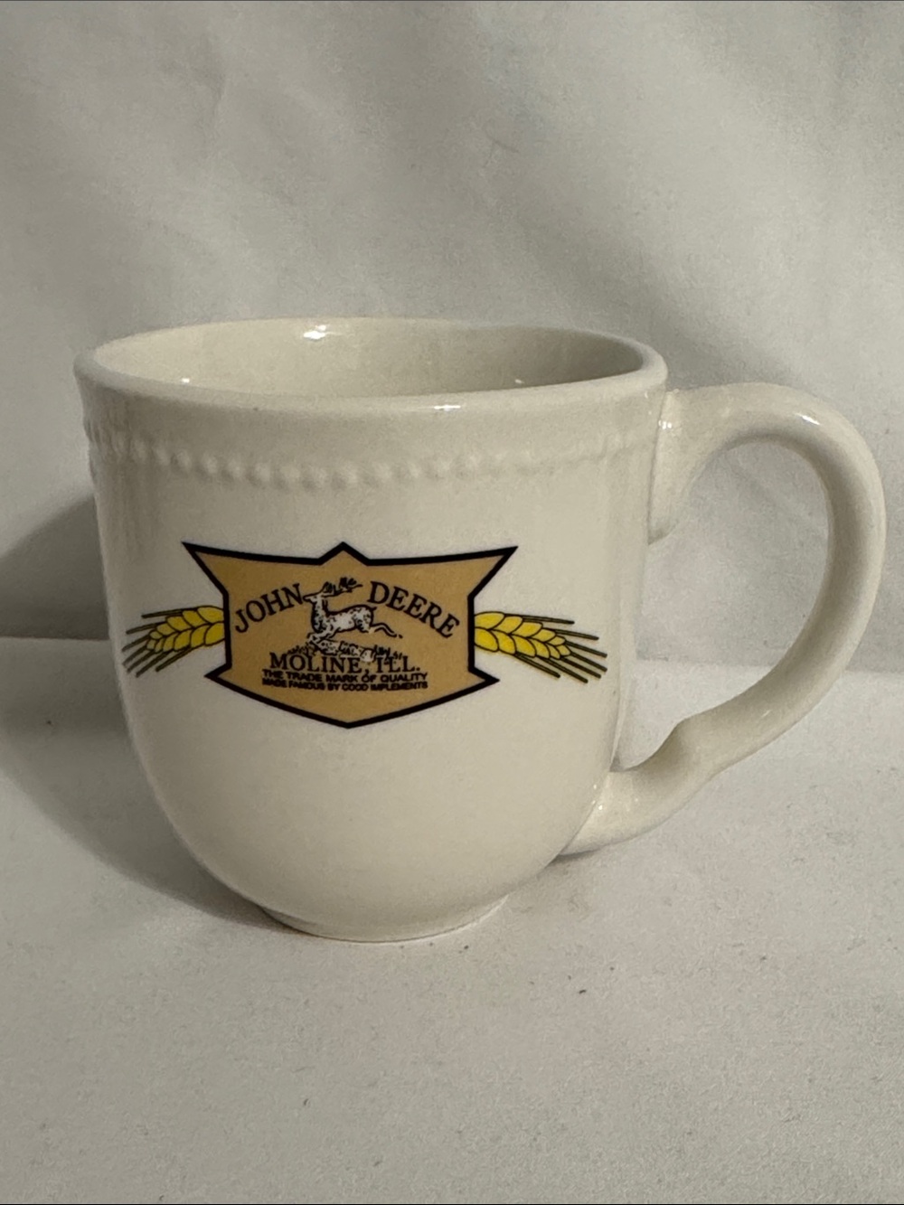 Vintage John Deere Wheat 10 oz Coffee Mug Cup Moline Illinois - Farm VGC